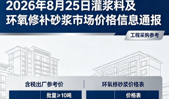 扶绥2026年8月25日灌浆料及环氧修补砂浆市场价格信息通报